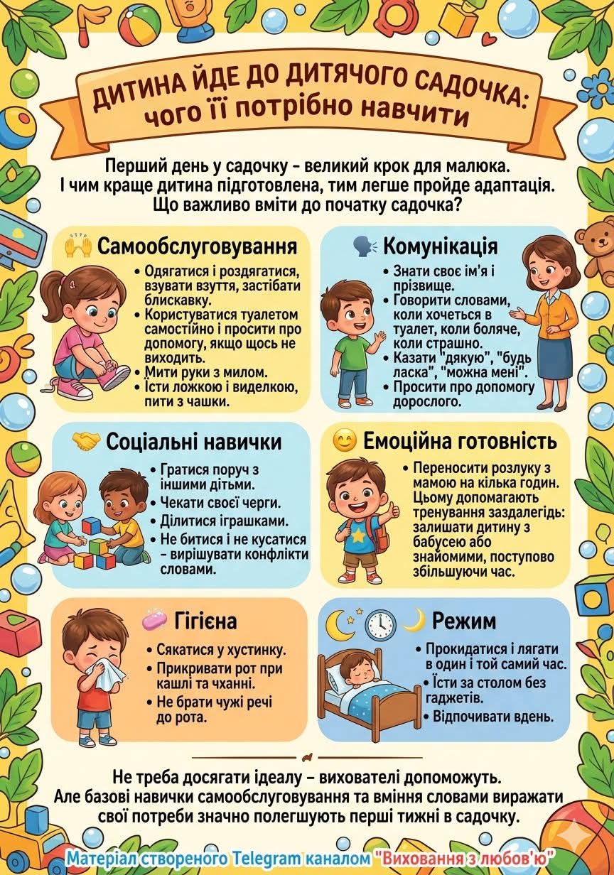 Що варто вміти дитині до початку садочка
